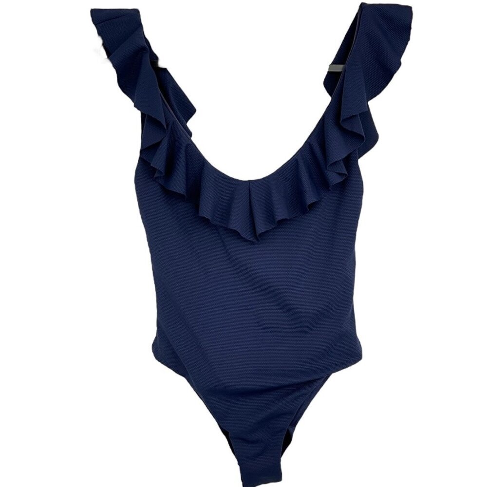 NWT Eberjey Pique Loreta One Piece Textured Ruffled Swimsuit Size Small S